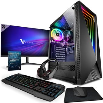 Computador Gaming Vibox I-22 PC - 22"" Pacote de monitores - Quad Core AMD Ryzen 3200G Processador 4GHz - Radeon Vega 8 - 16GB RAM - 480GB SSD - Windows 11 - WiFi - 1