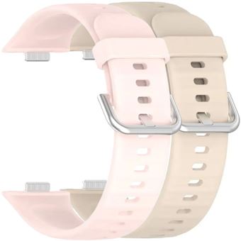Pack 2x Bracelete em Silicone com Fecho de Metal Antiimpacto para Huawei Watch Fit 3 | Rosa e Marfim - 1