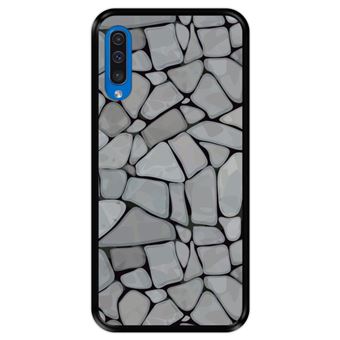 Capa Tpu Hapdey para Samsung Galaxy A50 2019 | Design Mosaico de Parede de Pedra Abstrato e Moderno - Preto