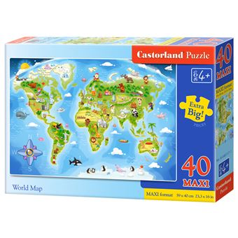 Puzzle Castorland Desenhos Animados World Map 40 Peças - 1