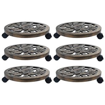 Suportes com Rodas para Plantas vidaXL 6 Peças 38 cm plástico bronze - 1