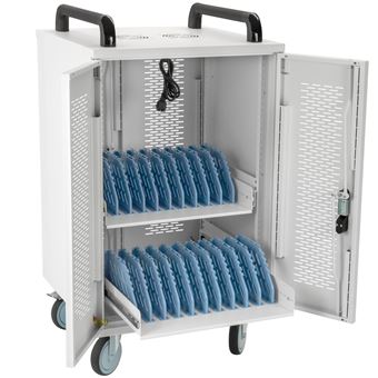 Gabinete de Carregamento e Transporte RackMatic para 20 Tablets e Laptops com 24 Schuko em 3 Faixas - Branco - 1