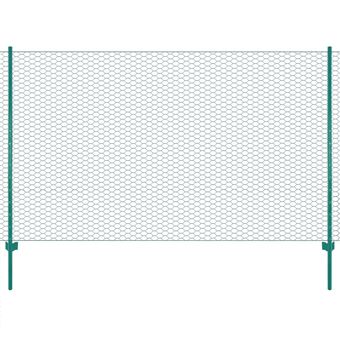 Cerca vidaXL de arame com postes aço 25x1,5 m verde - 1
