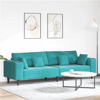 Sofá com Almofada vidaXL | Turquesa | 208 cm | Veludo - 1
