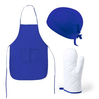 Conjunto de Cozinheiro/a Klack com Avental, Gorro/Bandana e Luva | Azul - 1