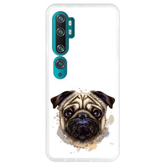 Capa Hapdey para Xiaomi Mi Note 10 - Note 10 Pro - CC9 Pro | Silicone Flexível em TPU | Design Retrato de Pug - Transparente