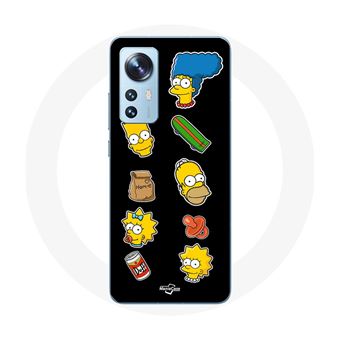 Capa Maniacase para Xiaomimi 12 / 12X Os Simpsons Adesivos Fundo Preto - 1