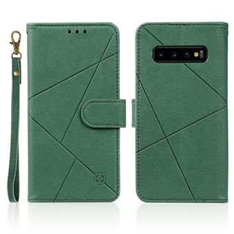 Capa Magunivers para Samsung Galaxy S10| PU |superfície de losango com suporte e alça - Verde