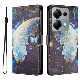 Capa FLOODKING para Xiaomi POCO M6 Pro 4G | Suporte | Porta-Cartões e Alça | Padrões Decorativos | Azul e Roxo - 1