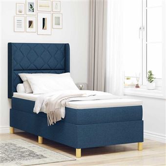 Cama Box com Colchão e Cabeceira vidaXL | Azul | 100 x 200 cm | tecido - 1