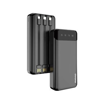 Power Bank DUDAO capacious powerbank with 3 built-in cables 20000mAh USB Type C + micro USB + Lightning black ( K6Pro+) | 20000 mAh | Preto - 1