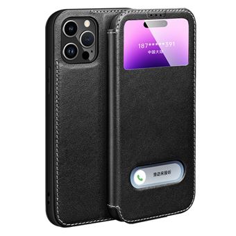 Capa de couro genuíno à prova de choque, à prova de queda com apoio Magunivers para iPhone 14 Pro Max - preto - 1