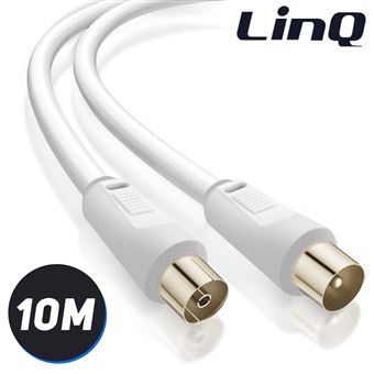 Cabo de Antena TV LinQ Macho/Fêmea Coaxial 9,5 Mm Pvc 10 M Branco - 1