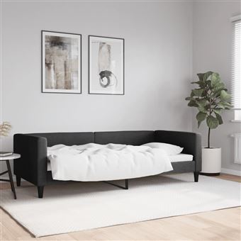 Sofá-cama vidaXL | 90x200 cm | tecido preto - 1