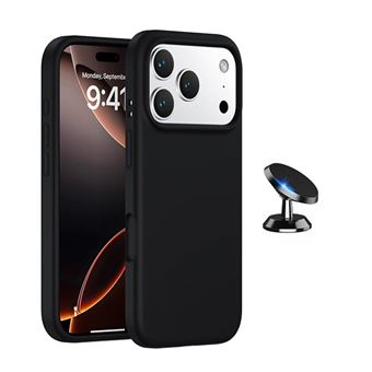 Kit Suporte Magnético + Capa Silicone Líquido PHONECARE para Apple iPhone 17 Pro Max | Preto - 1