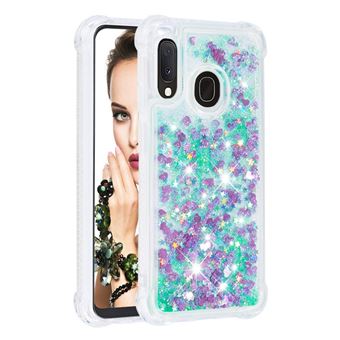 Capa Protetora GANGXUN para Samsung Galaxy A20E | TPU Transparente | Brilhante com Glitter e Areia Movediça | Verde - 1