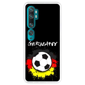 Capa Hapdey para Xiaomi Mi Note 10 - Note 10 Pro - CC9 Pro | Silicone Flexível em TPU | Design Alemanha, bandeira e futebol - Transparente