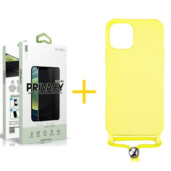 Conjunto skyhe 1 x Película de Vidro Anti-Spy + Capa para iPhone 13 Gel Rope - Amarelo - 1