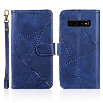 Capa Magunivers para Samsung Galaxy S10| PU |superfície de losango com suporte e alça - Azul