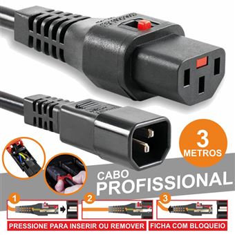 Cabo Alimentação Div Profissional Iec Macho / Fêmea 3M Preto - 1