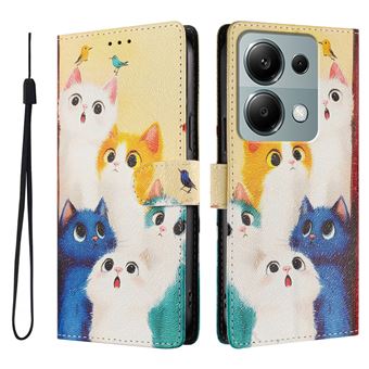 Capa FLOODKING para Xiaomi POCO M6 Pro 4G | Suporte | Porta-Cartões e Alça | Padrões Decorativos | Amarelo - 1