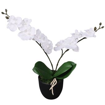 Planta orquídea artificial com vaso vidaXL | 30 cm | branco - 1