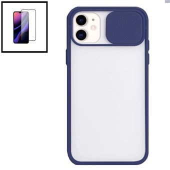 Kit Phonecare Capa Slide Window Anti Choque Frosted + Película 5D Full Cover para iPhone 11 Pro Max - Azul Escuro - 1