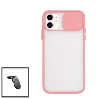 Kit Phonecare Capa Slide Window Anti Choque Frosted + Suporte Magnético Reforçado de Carro para iPhone 12 Mini - Rosa - 1