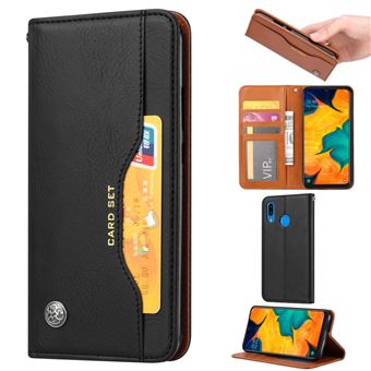 Capa Magunivers de PU Flip Preto com Suporte para Samsung Galaxy A20E