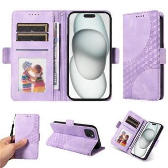 Capa FLOODKING para iPhone 15 Plus | Design Acolchoado | Couro PU Premium | Roxo - 1