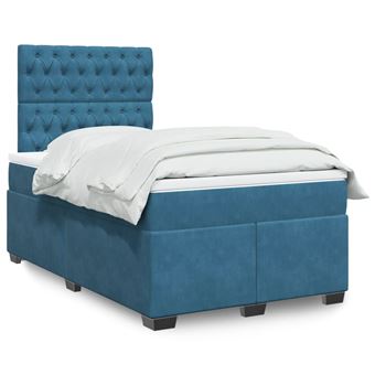 Cama boxspring com colchão vidaXL | 120x200 cm | veludo azul - 1