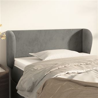 Cabeceira de Cama com Abas vidaXL | Veludo | 103x23x78/88 cm | cinzento-claro - 1