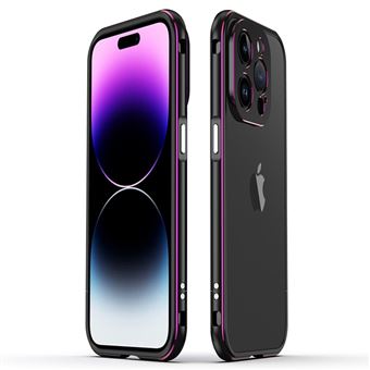 pára-choque de metal à prova de choque, com lente de câmera, à prova de queda Magunivers para iPhone 14 Pro Max - preto/roxo - 1