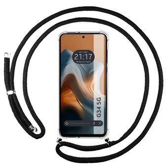 Capa de Silicone TUMUNDOSMARTPHONE para Motorola Moto G34 5G com cordão preto - 1