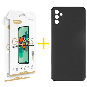 Pack 2 x Película de Vidro Temperado 2.5D + Capa Accetel para Samsung Galaxy A36 5G | Silicone Liso | Preto - 1