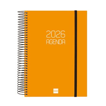 Agenda Diária A5 2026 Espiral Finocam Beta Laranja com Elástico - 1