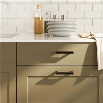 Puxadores para móveis vidaXL | 10 Peças | 96 mm aço inoxidável preto - 1