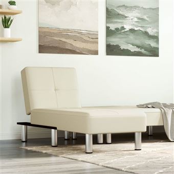 Chaise longue vidaXL | couro artificial cor creme - 1