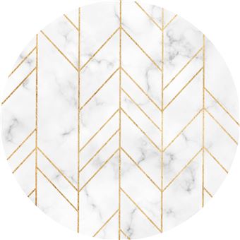 Tapete de PVC interno/externo VINILIKO Mármore e cinza geométrico | [Diam] 150 cm - PVC antiderrapante, vinílico para cozinha ou sala - 1