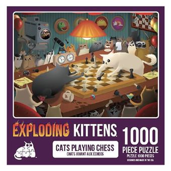 Puzzle Exploding Kittens: CATS PLAYING CHESS | 1000 Peças - 1