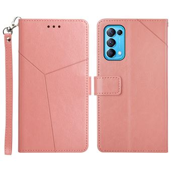 Capa PU padrão de linha em forma de y, fecho magnético com apoio, rosa Magunivers para Oppo Reno5 4G/5G/Reno5 K/Find X3 Lite - 1