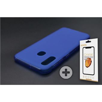 Conjunto com Película de Vidro Temperado e Capa Skyhe para Samsung Galaxy A20e Gel Azul - 1