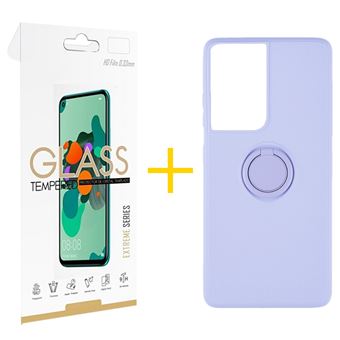 Pack 1 x Película de Vidro Temperado 2.5D + Capa skyhe  Apple iPhone 15 Pro Gel O-Ring - Lilás - 1