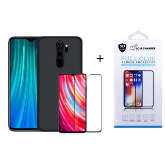 KIT Película de Vidro 11D Temperado + Capa Silicone Líquido LOJACHARGER para Xiaomi Redmi Note 8 PRO - Preto | Premium - 1