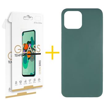 Pack 2 x Película de Vidro Temperado 2.5D + Capa skyhe  Apple iPhone 15 Pro Max Silicone Líquido - Verde Escuro - 1