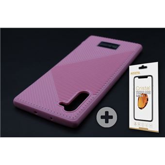 Película de Vidro Temperado + Capa skyhe para Samsung Galaxy Note 10 Gel Stripes  Rosa - 1