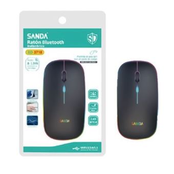 Rato Bluettoth Wireless com Pen USB SANDA SD-3718 | Luz LED | Recarregável - Preto - 1