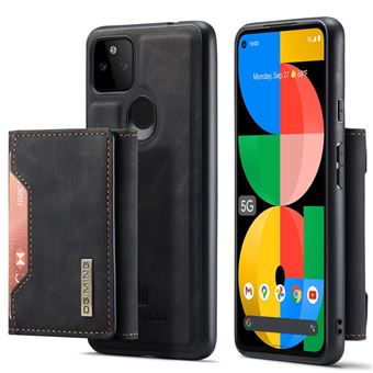 Capa PU DG.MING magnético com suporte e suporte de cartão, preto para Google Pixel 5a 5G - 1
