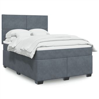Cama com molas/colchão vidaXL | 140x190 cm | veludo cinzento-escuro - 1