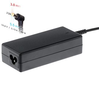Adaptador e Transformador Akyga notebook power adapter AK-ND-13 19V/3.16A 60W 5.5x3.0 mm + pin SAMSUNG | Preto - 1